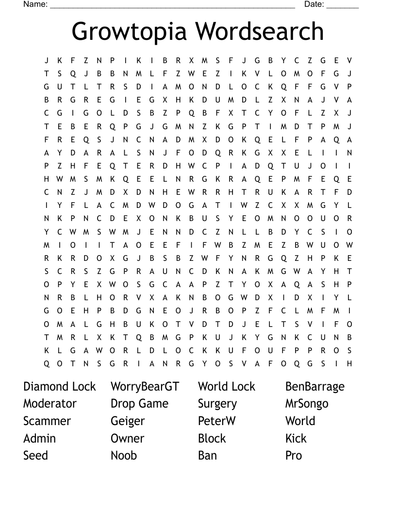 Growtopia Wordsearch
