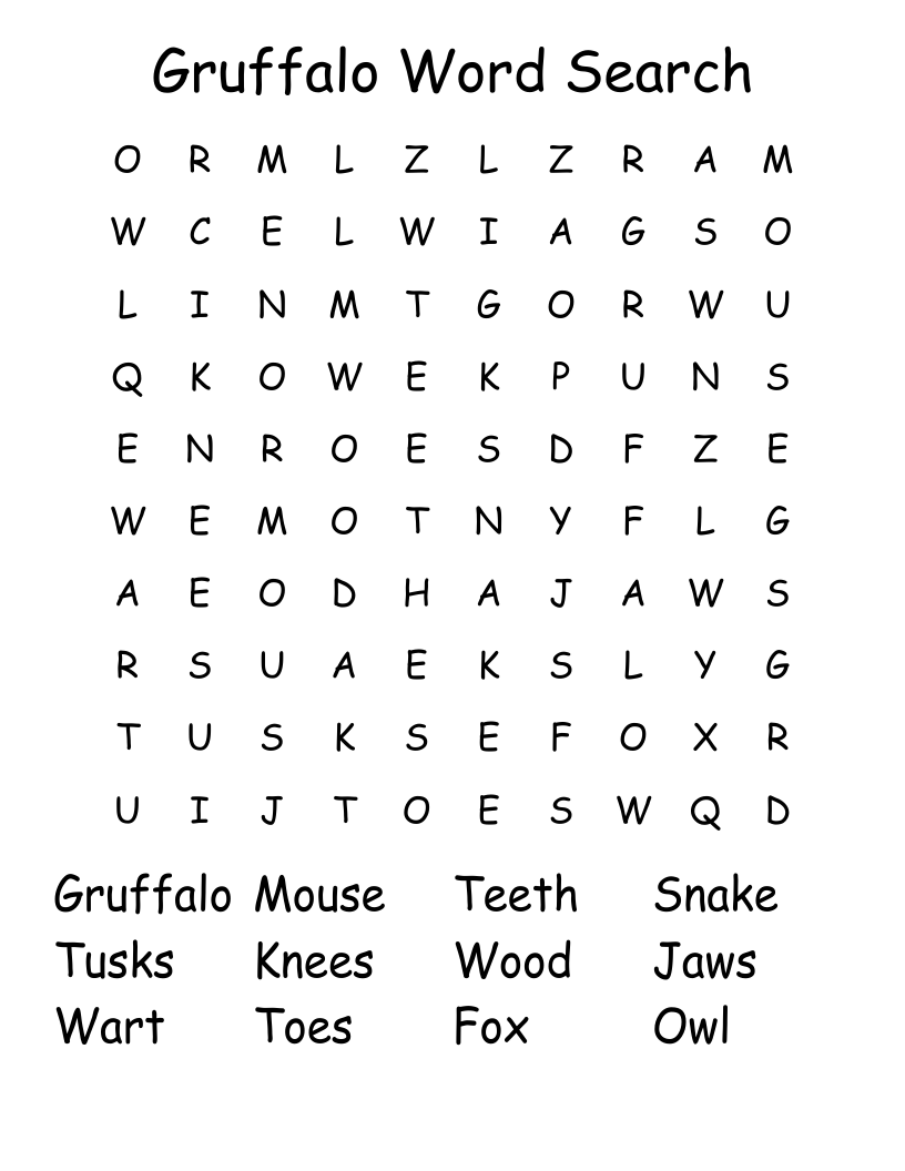 Gruffalo Word Search 