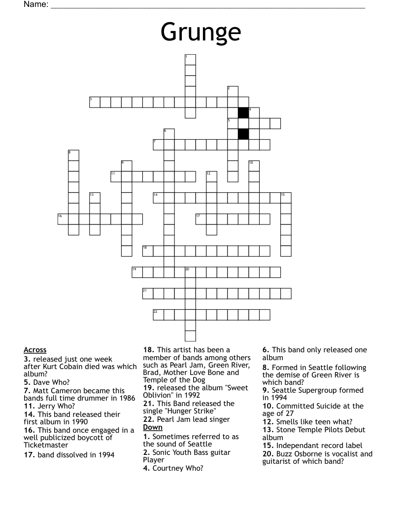 Grunge Crossword