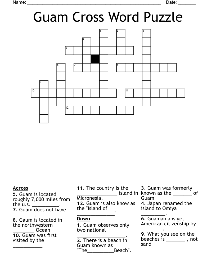 Guam Cross Word Puzzle 