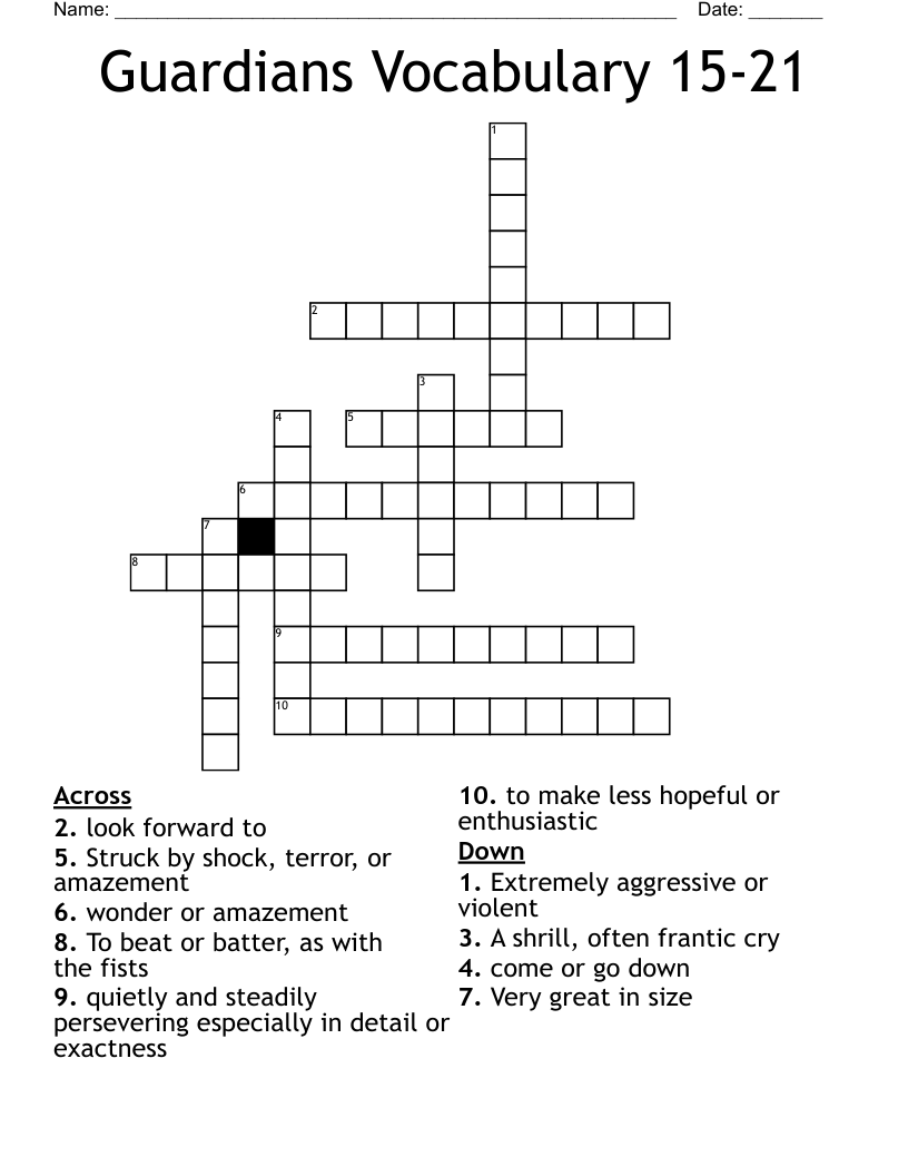 Guardians Vocabulary 15-21 Crossword
