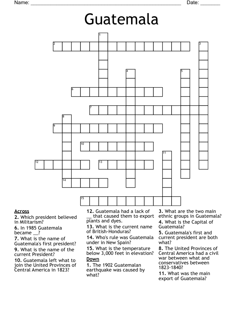 Guatemala Crossword