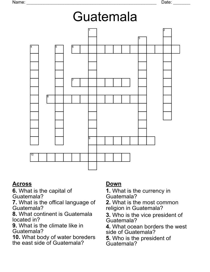 Guatemala Crossword