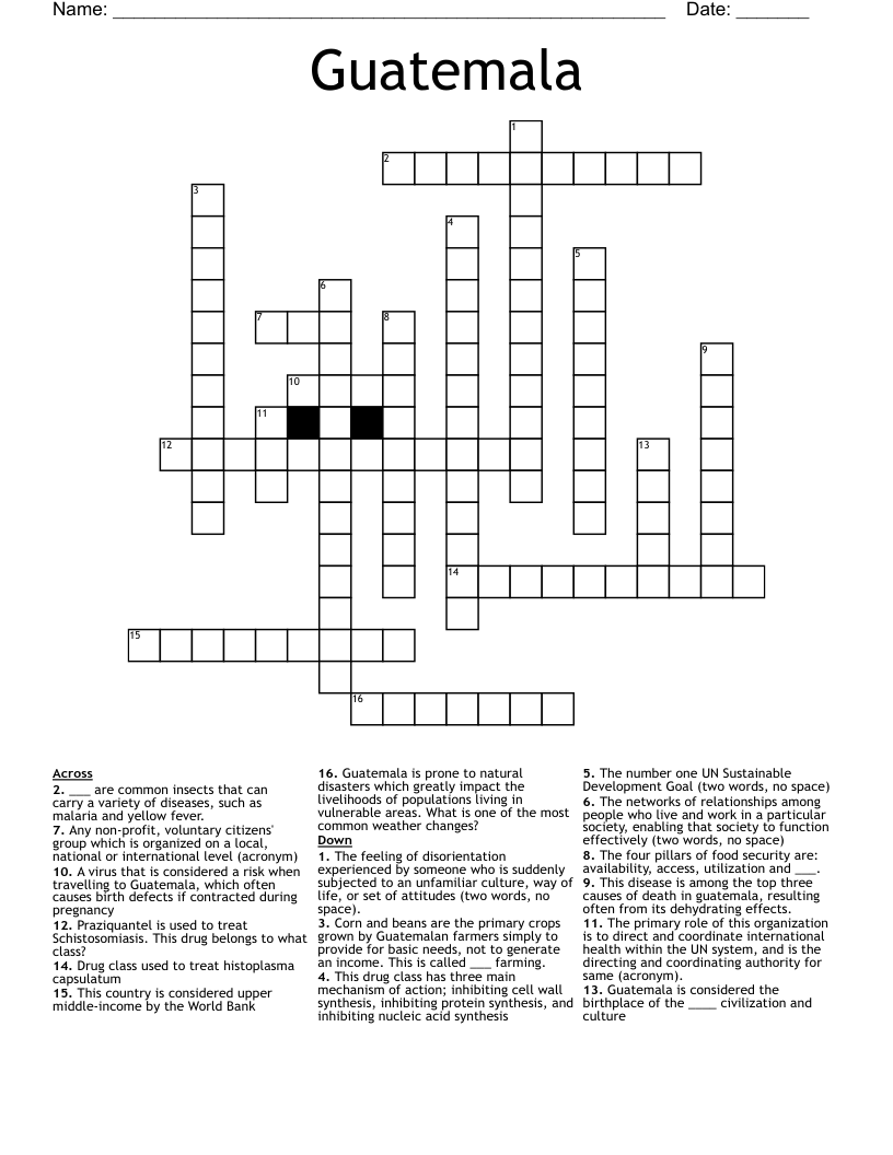 Guatemala Crossword