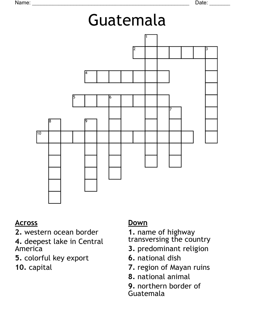Guatemala Crossword