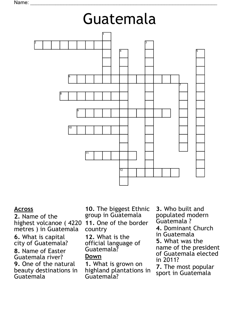 Guatemala Crossword