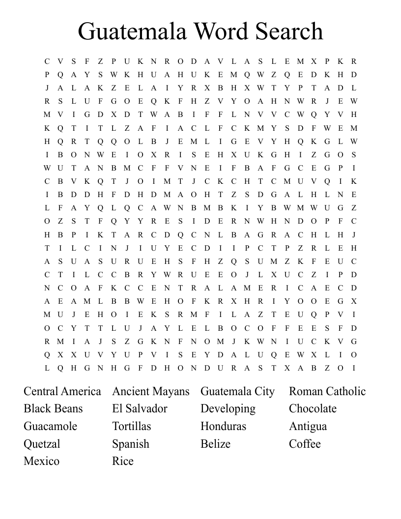 Guatemala Word Search