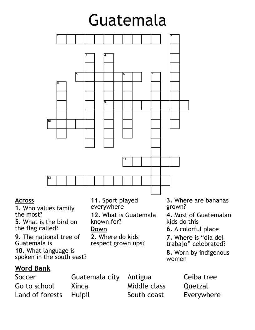 Guatemala  Crossword