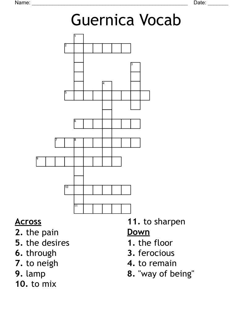 Guernica Vocab Crossword