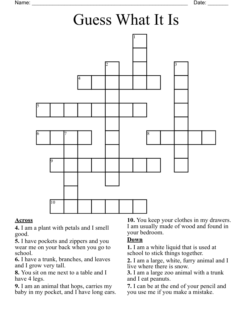 Guess What It Is Crossword