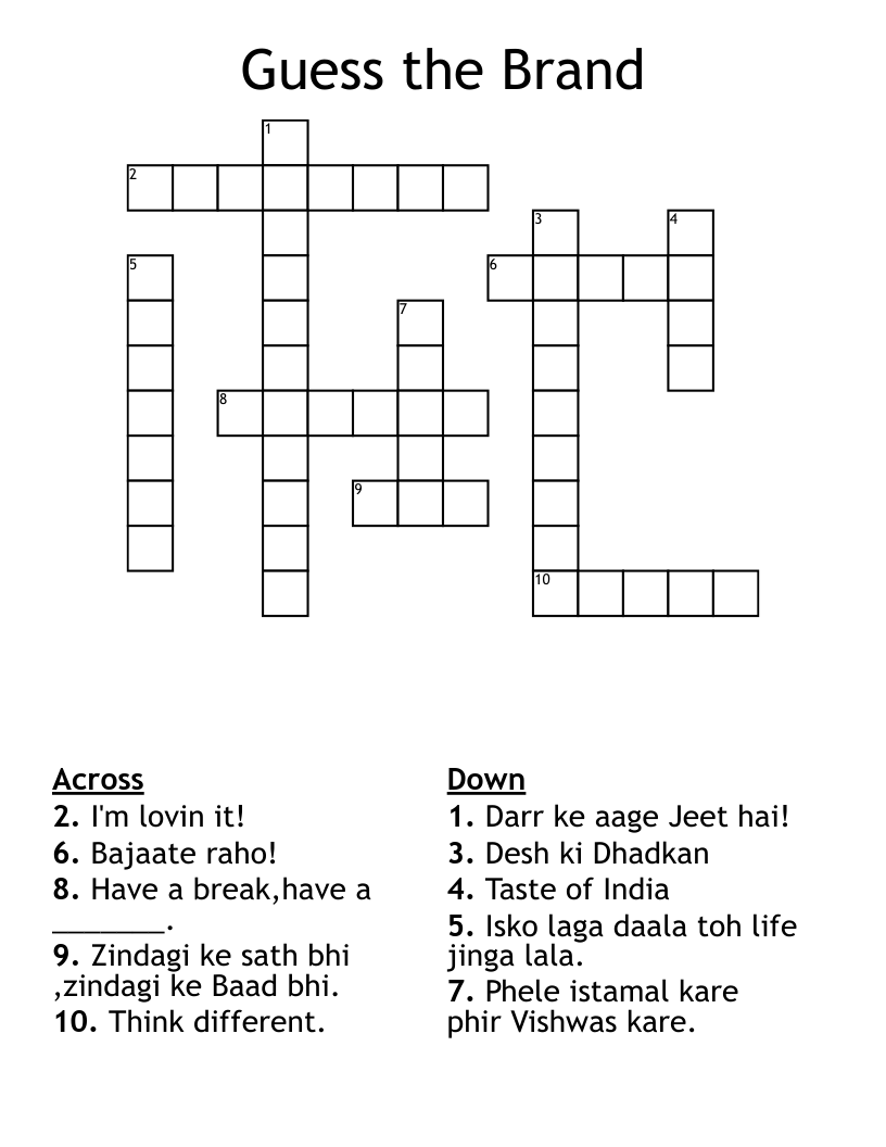 Guess the Brand Crossword