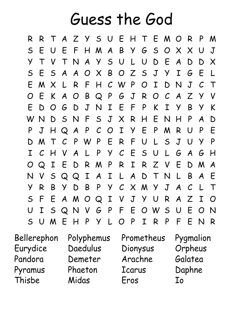 Guess the God Word Search