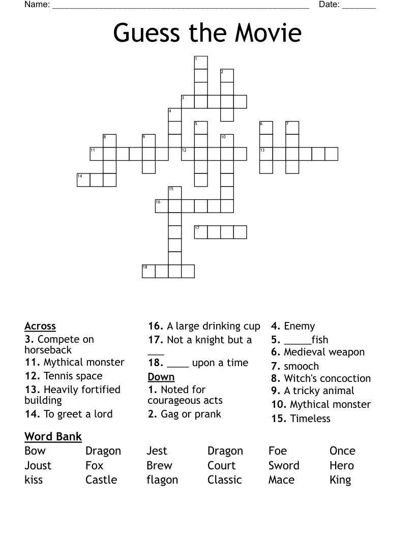 Guess the Movie Crossword