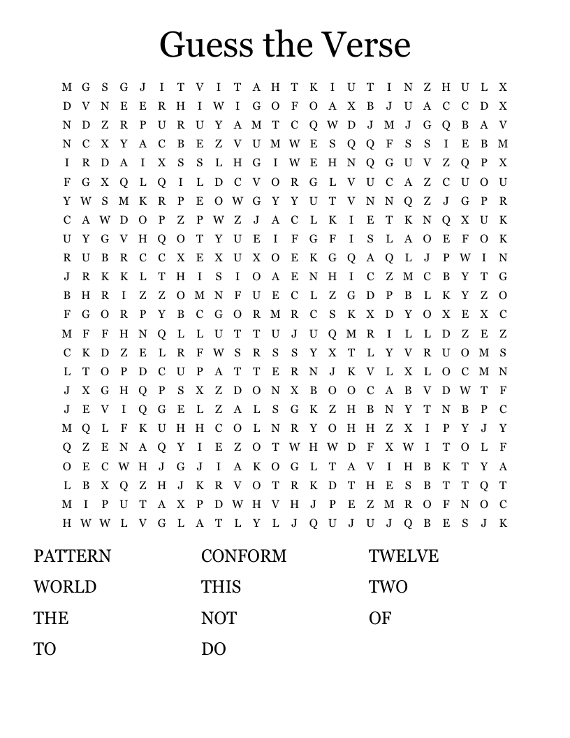 Guess the Verse  Word Search