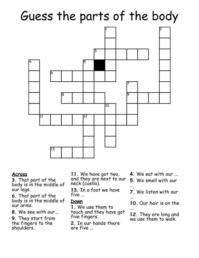 Guess the parts of the body Crossword