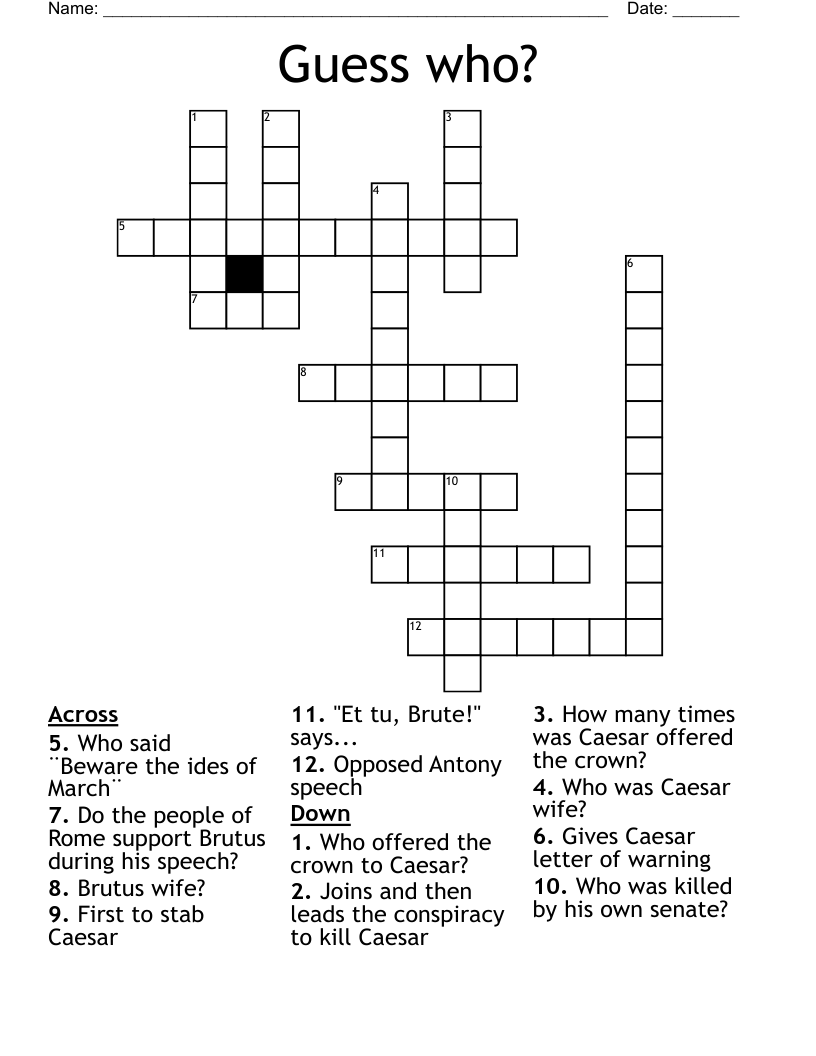 Guess who? Crossword