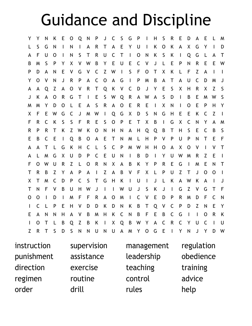 Guidance and Discipline Word Search