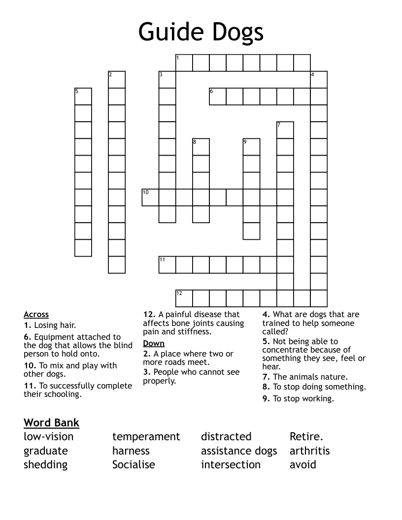 Guide Dogs Crossword