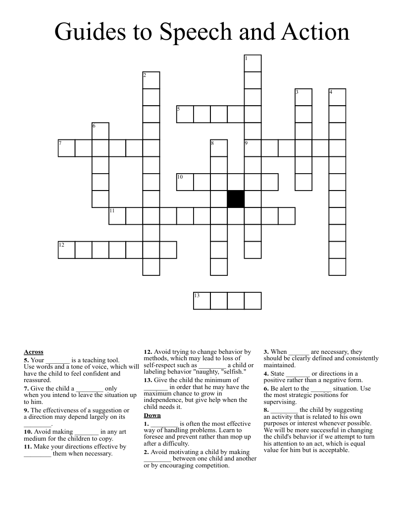 Guides to Speech and Action  Crossword