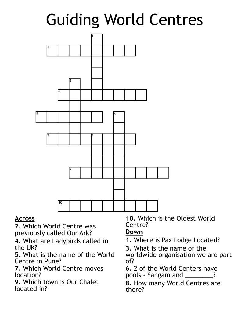 Guiding World Centres Crossword