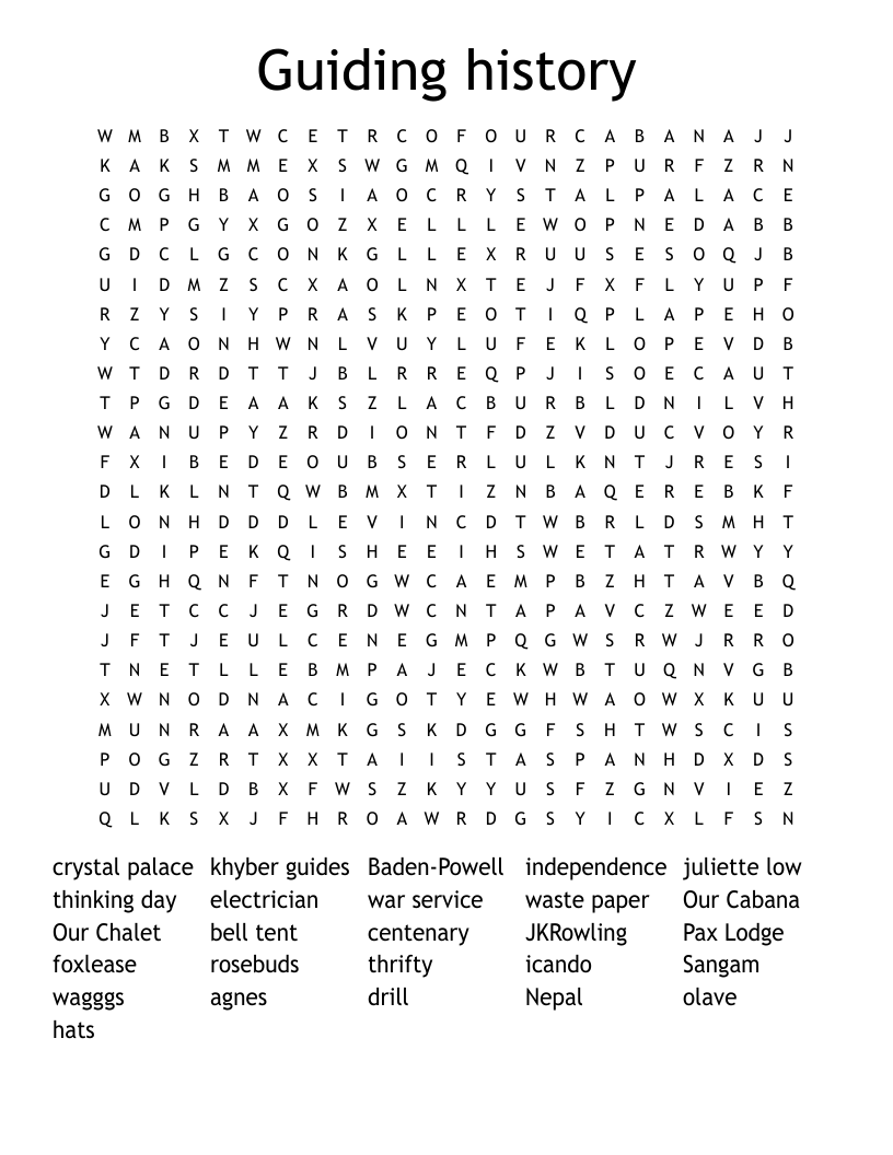 Guiding history Word Search