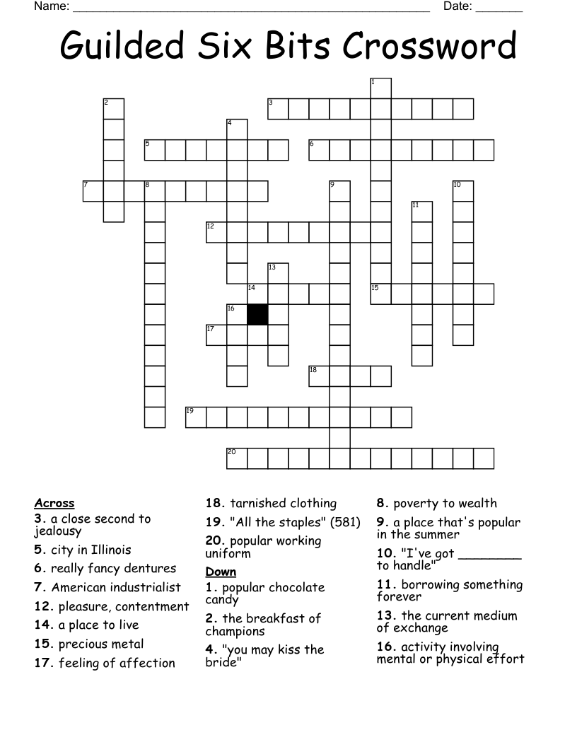 Guilded Six Bits Crossword