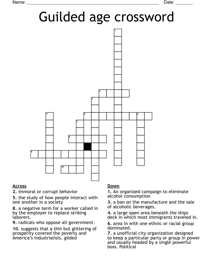 Guilded age crossword