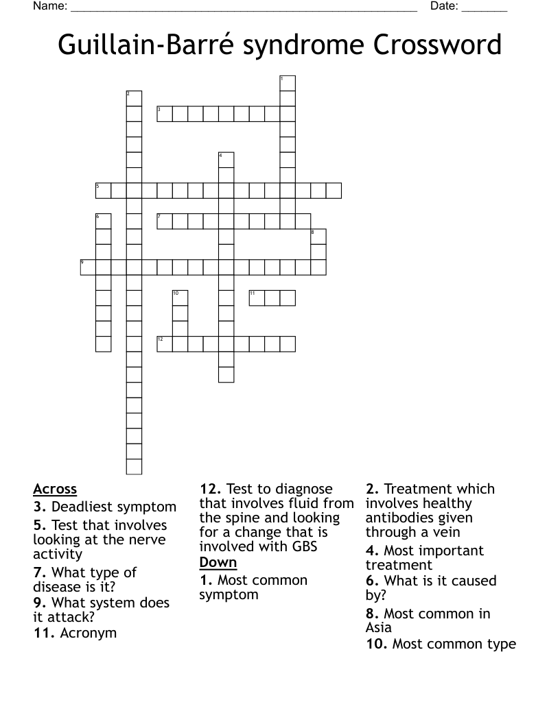 Guillain-Barré syndrome Crossword