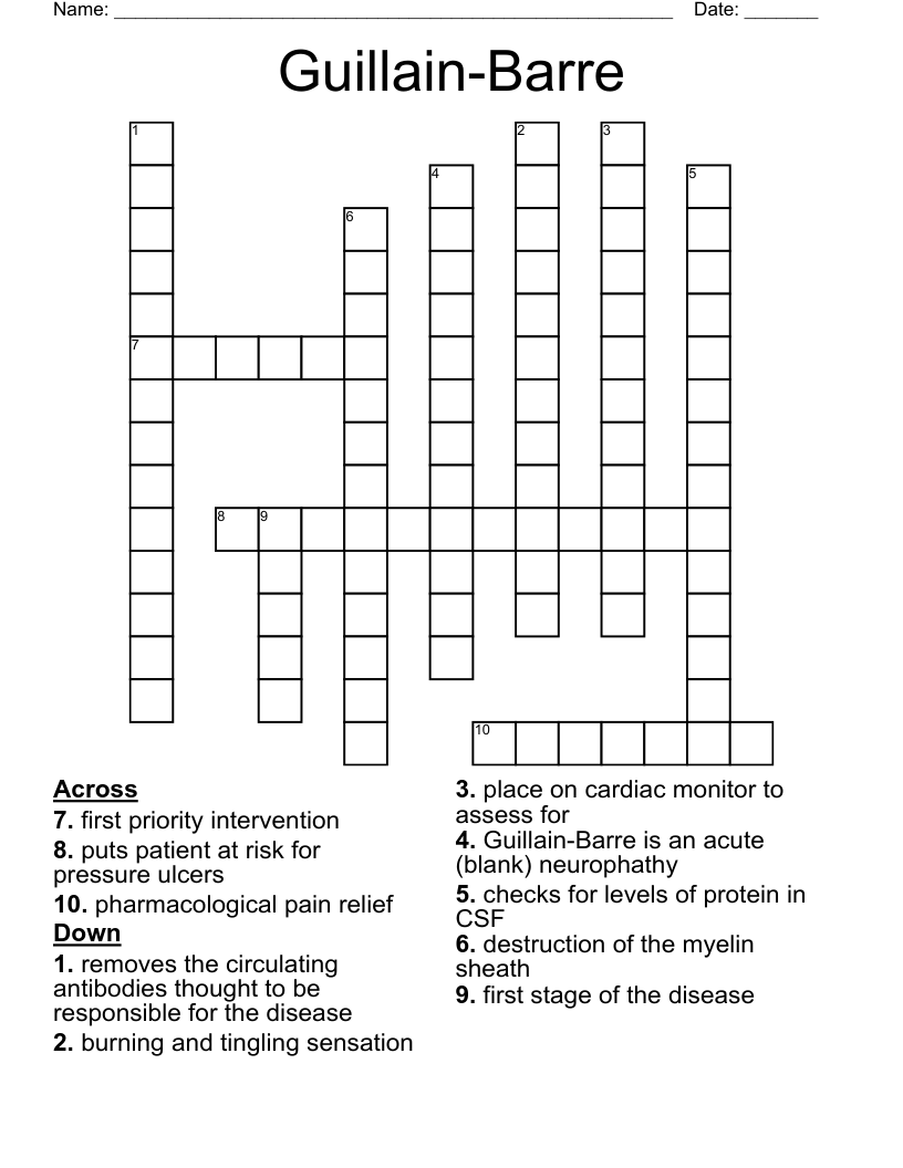 Guillain-Barre Crossword