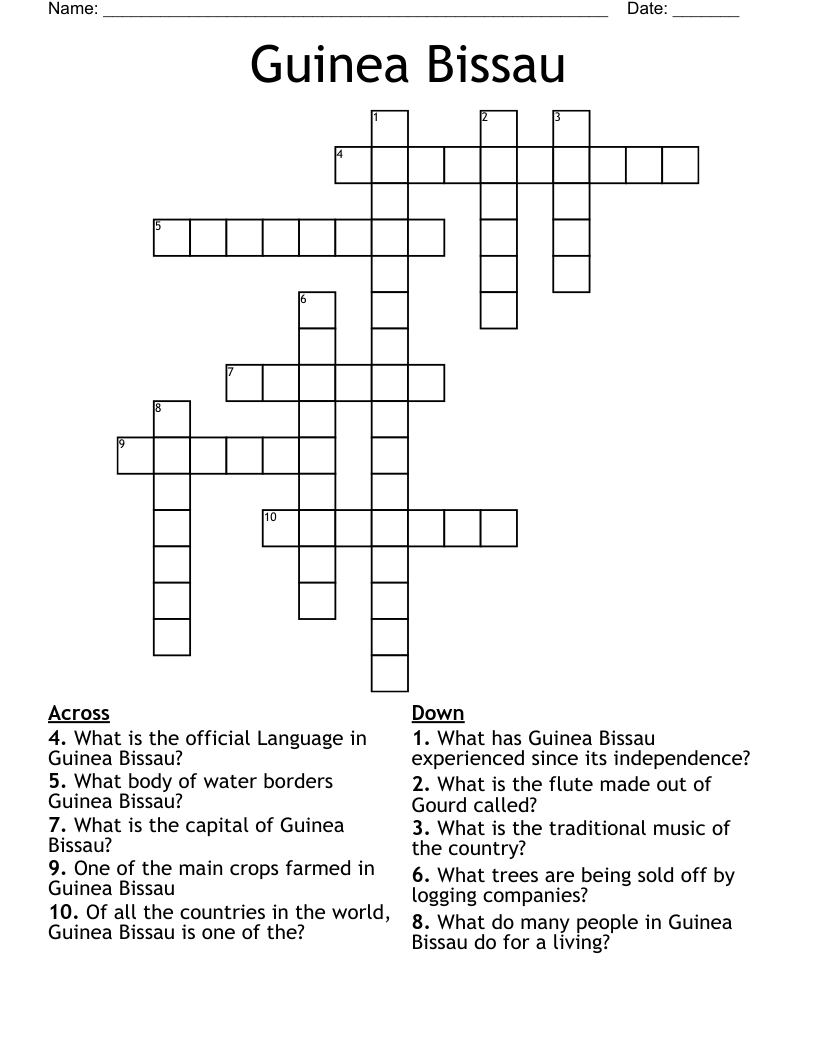Guinea Bissau Crossword