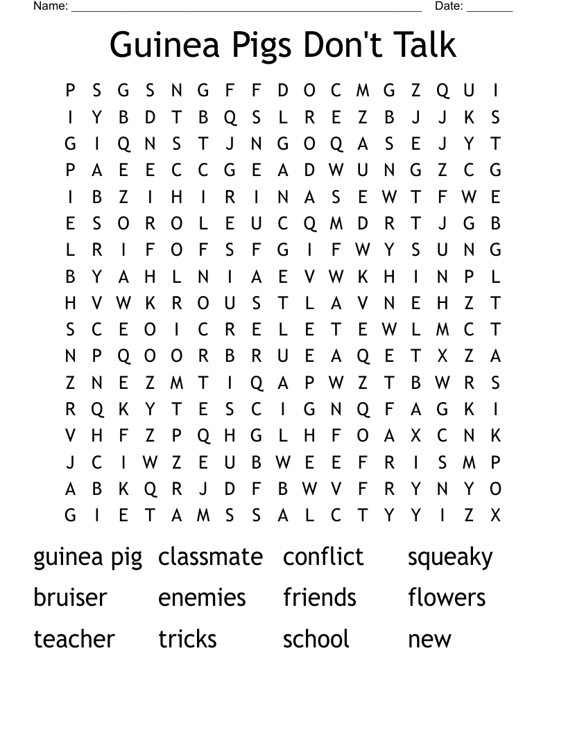 Guinea Pigs Don't Talk Word Search