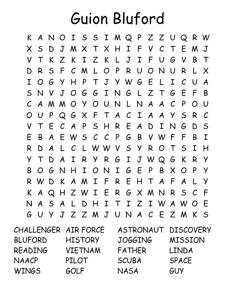 Guion Bluford Word Search