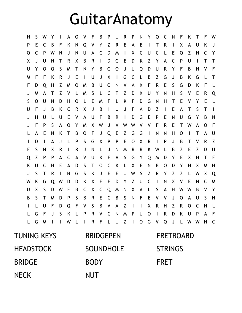 GuitarAnatomy Word Search