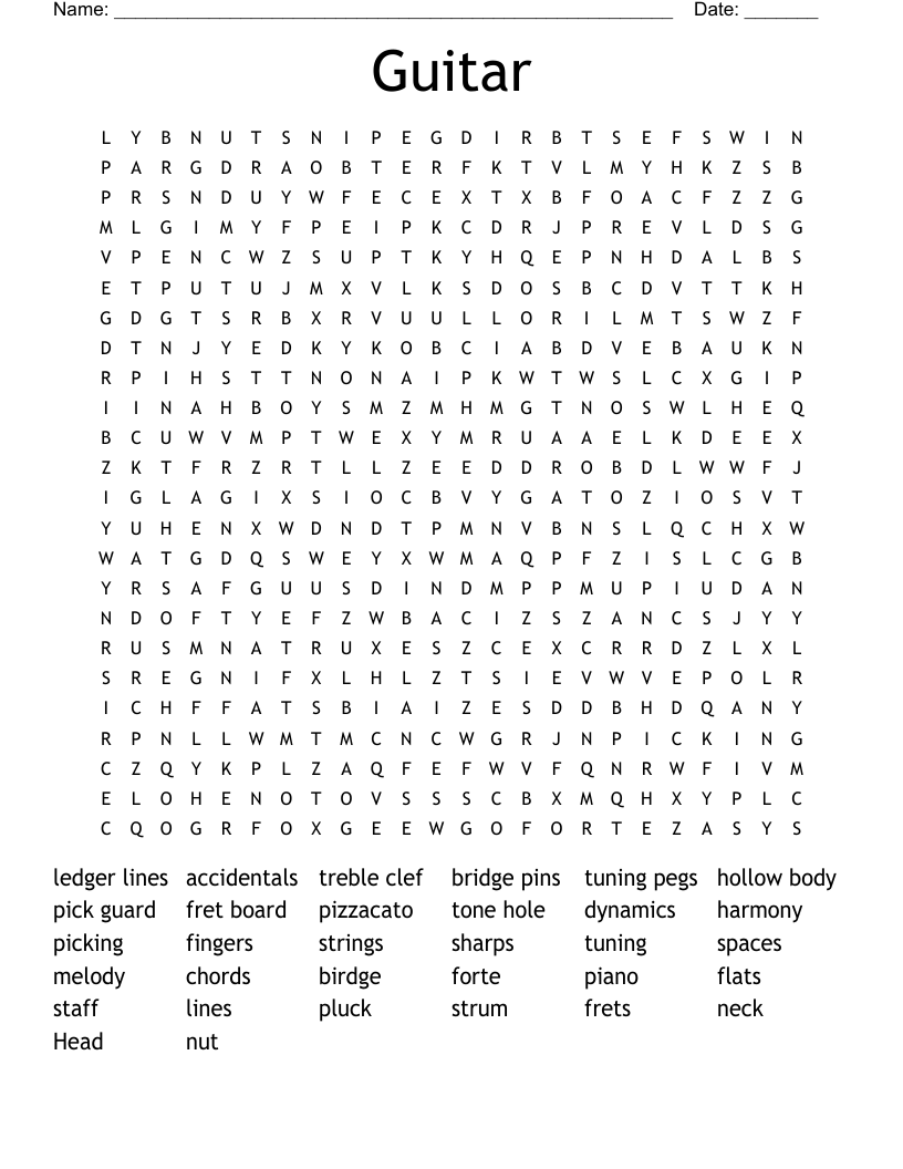Guitar Word Search