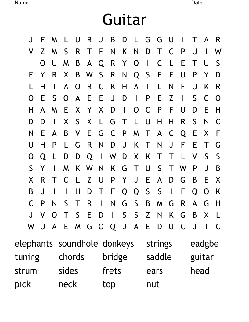 Guitar Word Search