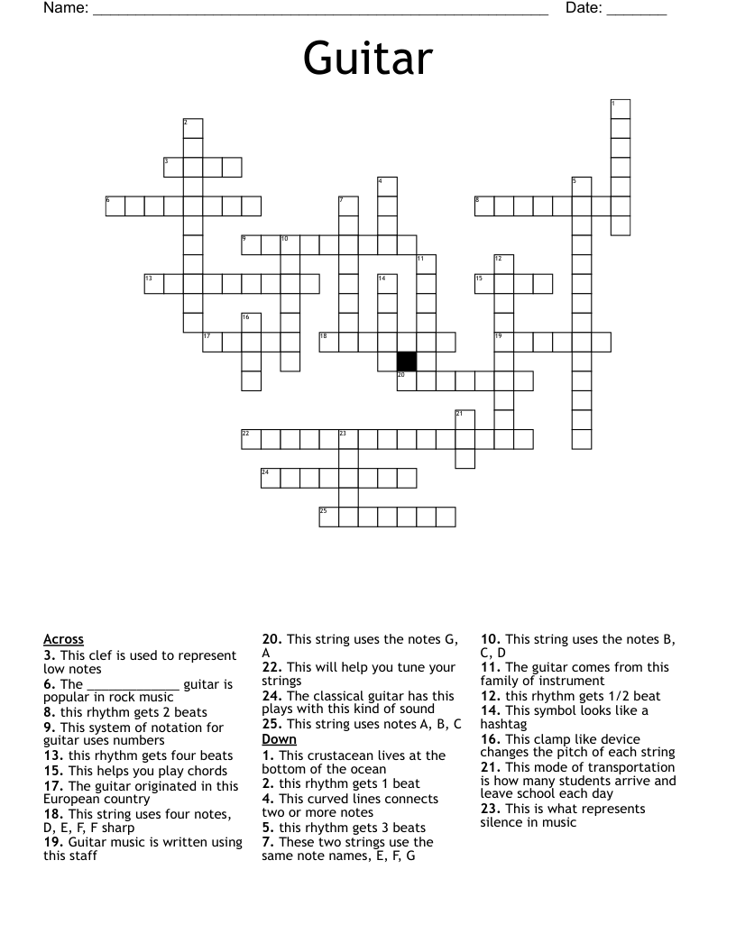 Guitar Crossword