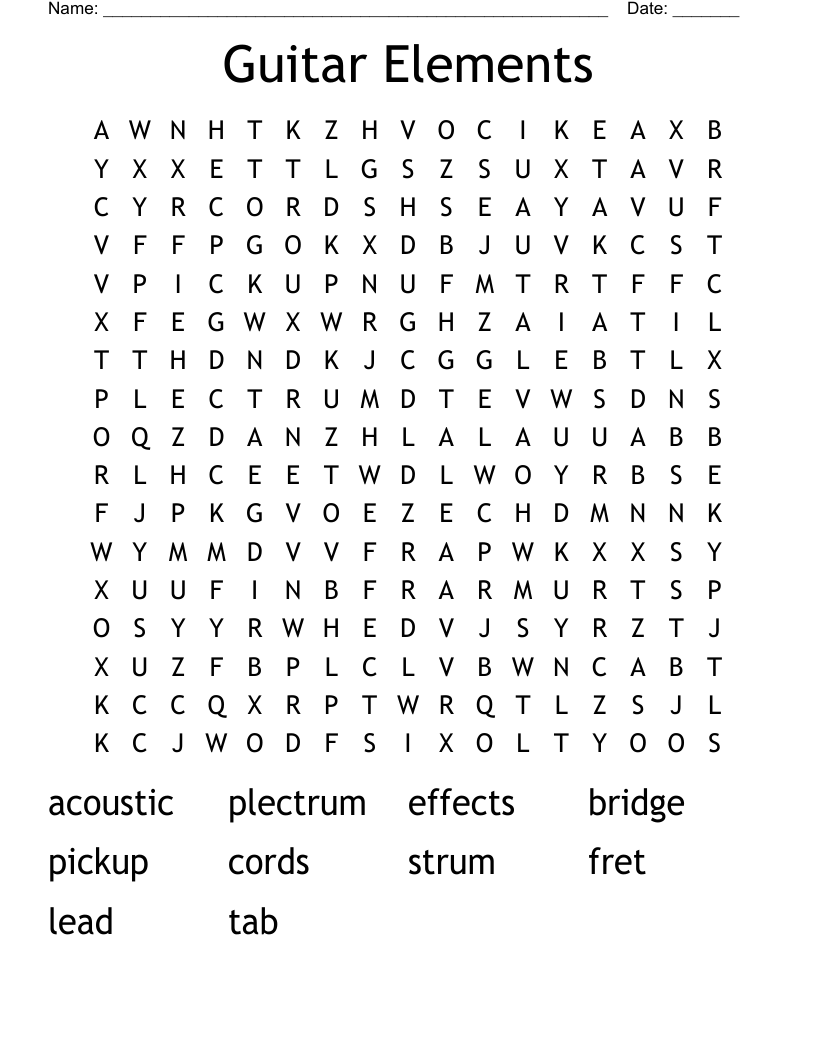 Guitar Elements Word Search