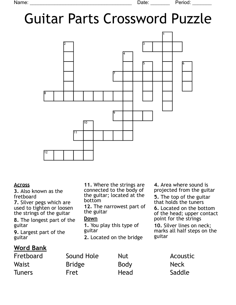 Guitar Parts Crossword Puzzle
