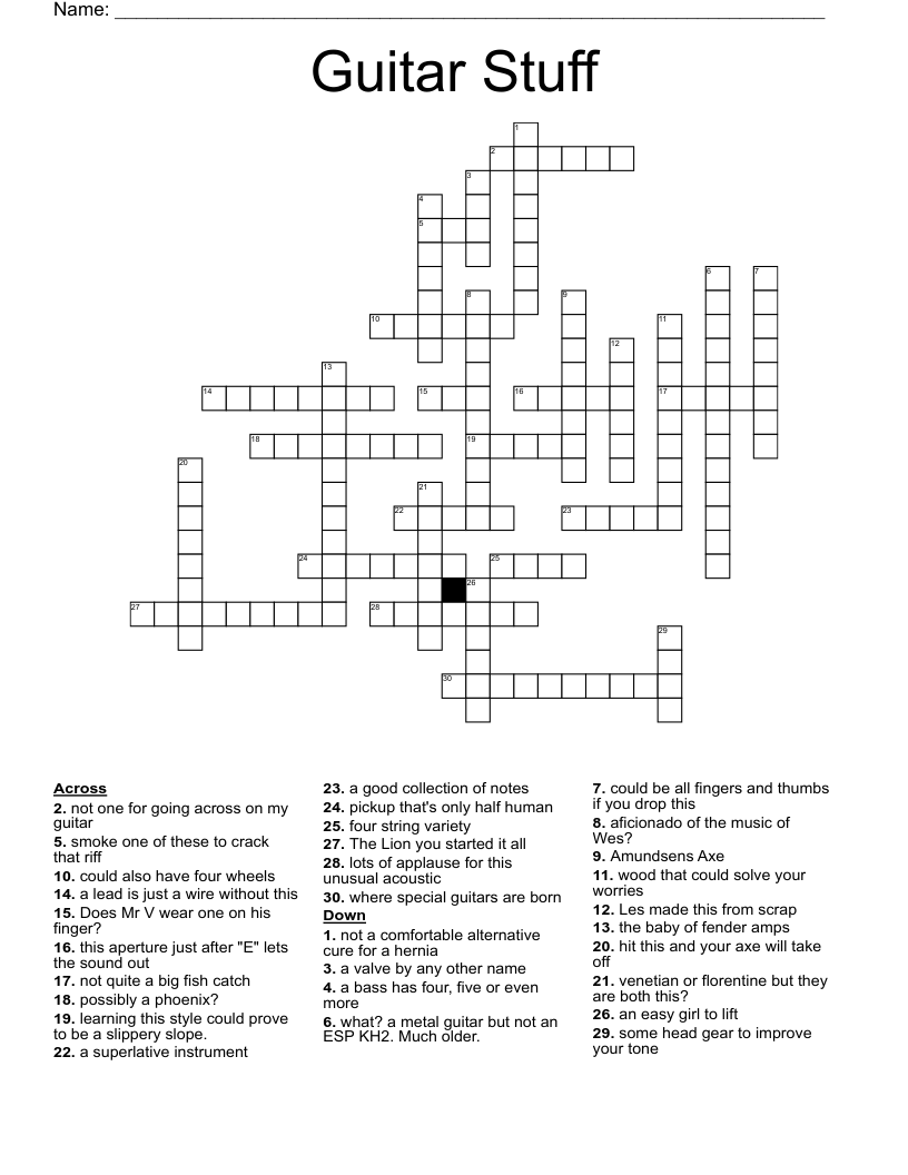 Guitar Stuff Crossword