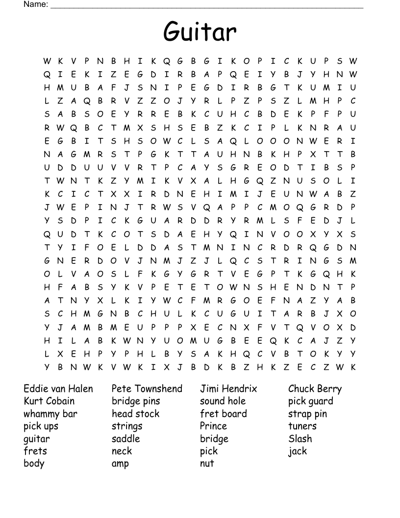 Guitar  Word Search