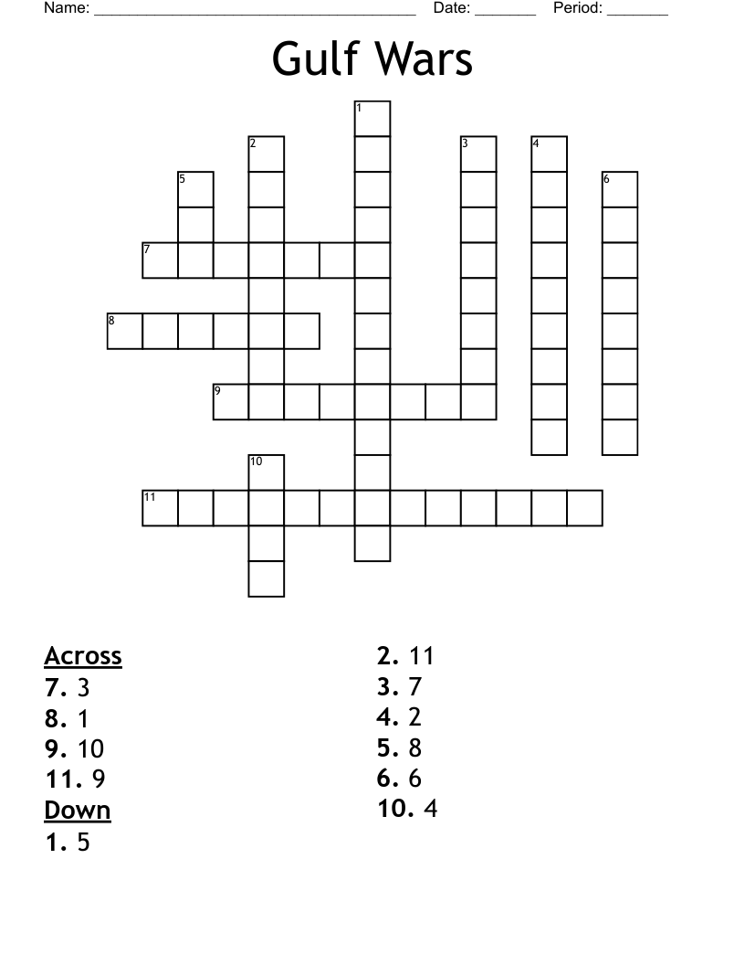 Gulf Wars Crossword