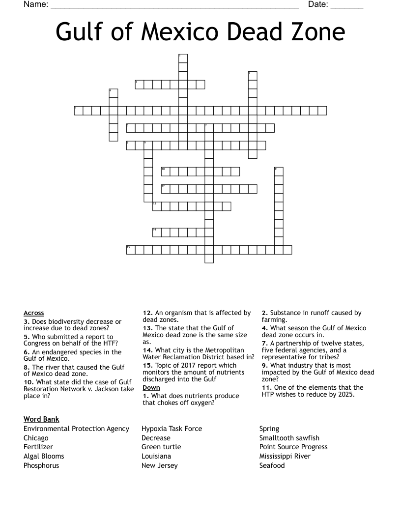 Gulf of Mexico Dead Zone Crossword