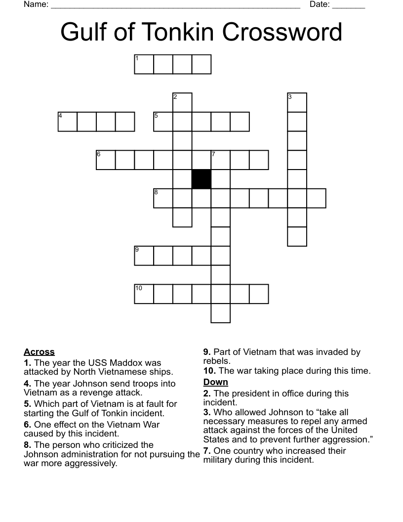 Gulf of Tonkin Crossword