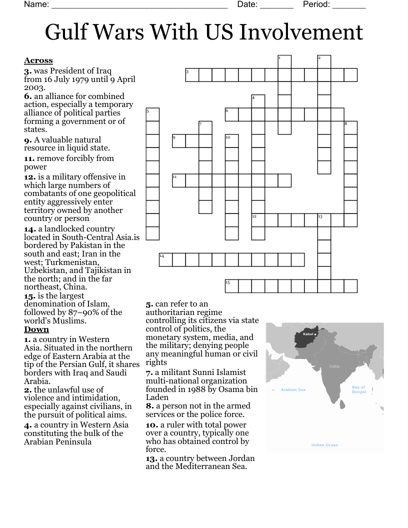Gulf Wars With US Involvement  Crossword