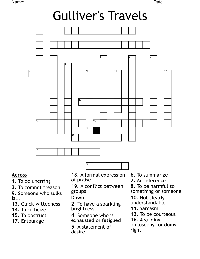 Gulliver's Travels Crossword