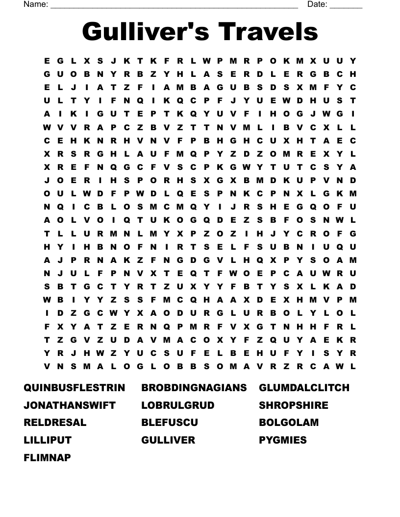 Gulliver's Travels Word Search