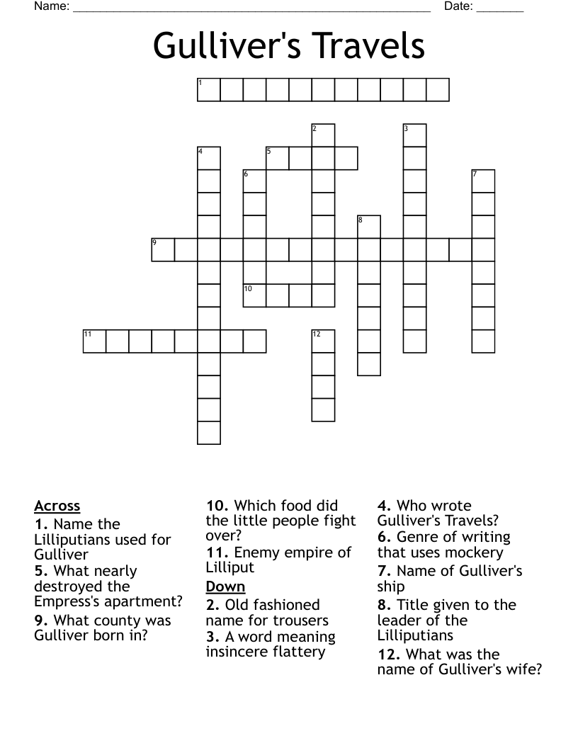 Gulliver's Travels Crossword