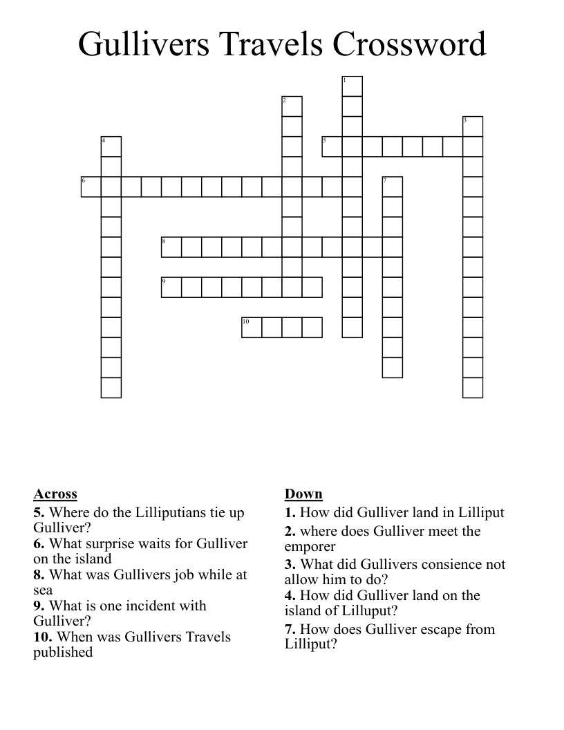 Gullivers Travels Crossword