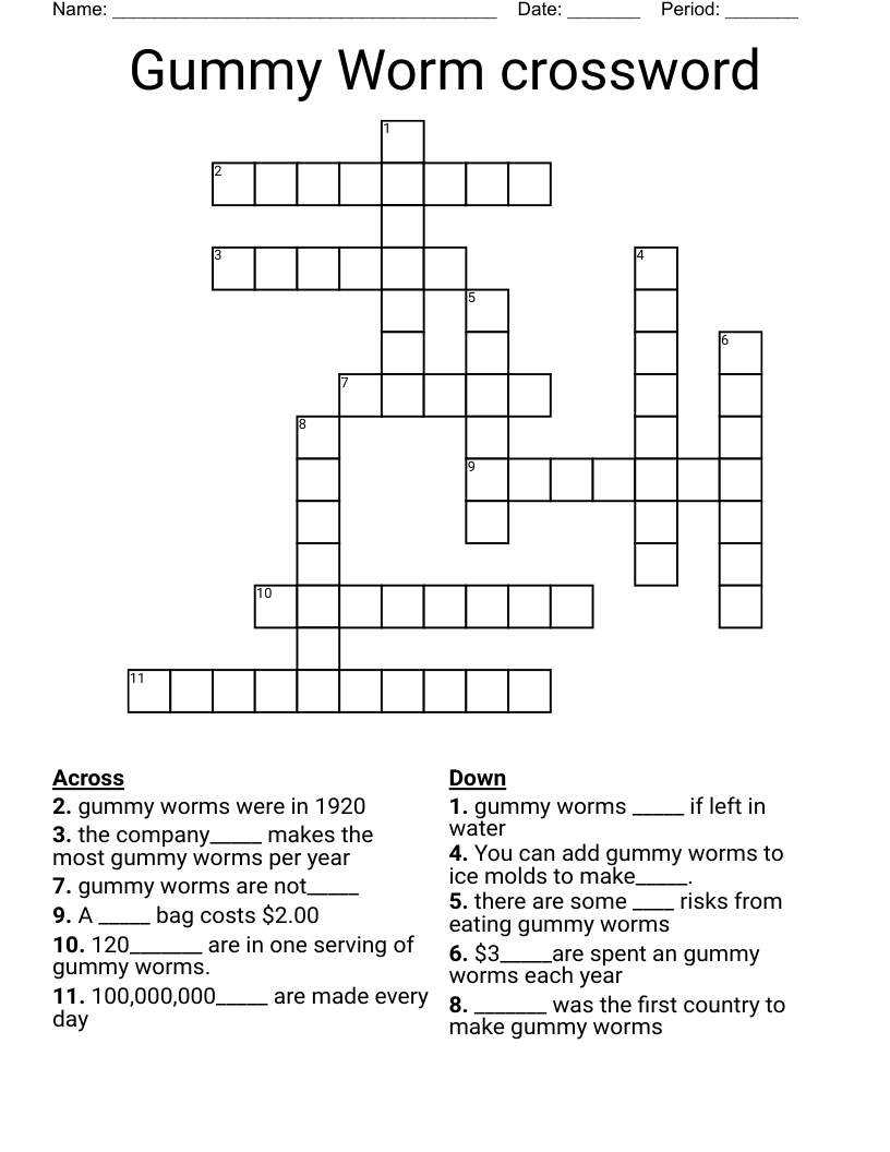 Gummy Worm crossword 