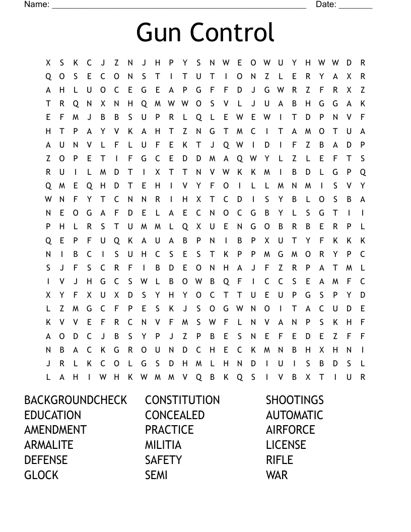 Gun Control Word Search